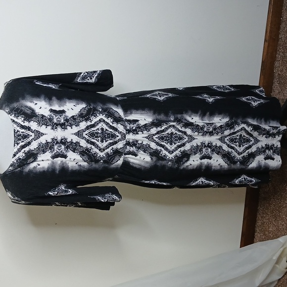 Soma womens black and white abstract pattern wrap midi dress size large - Picture 5 of 12